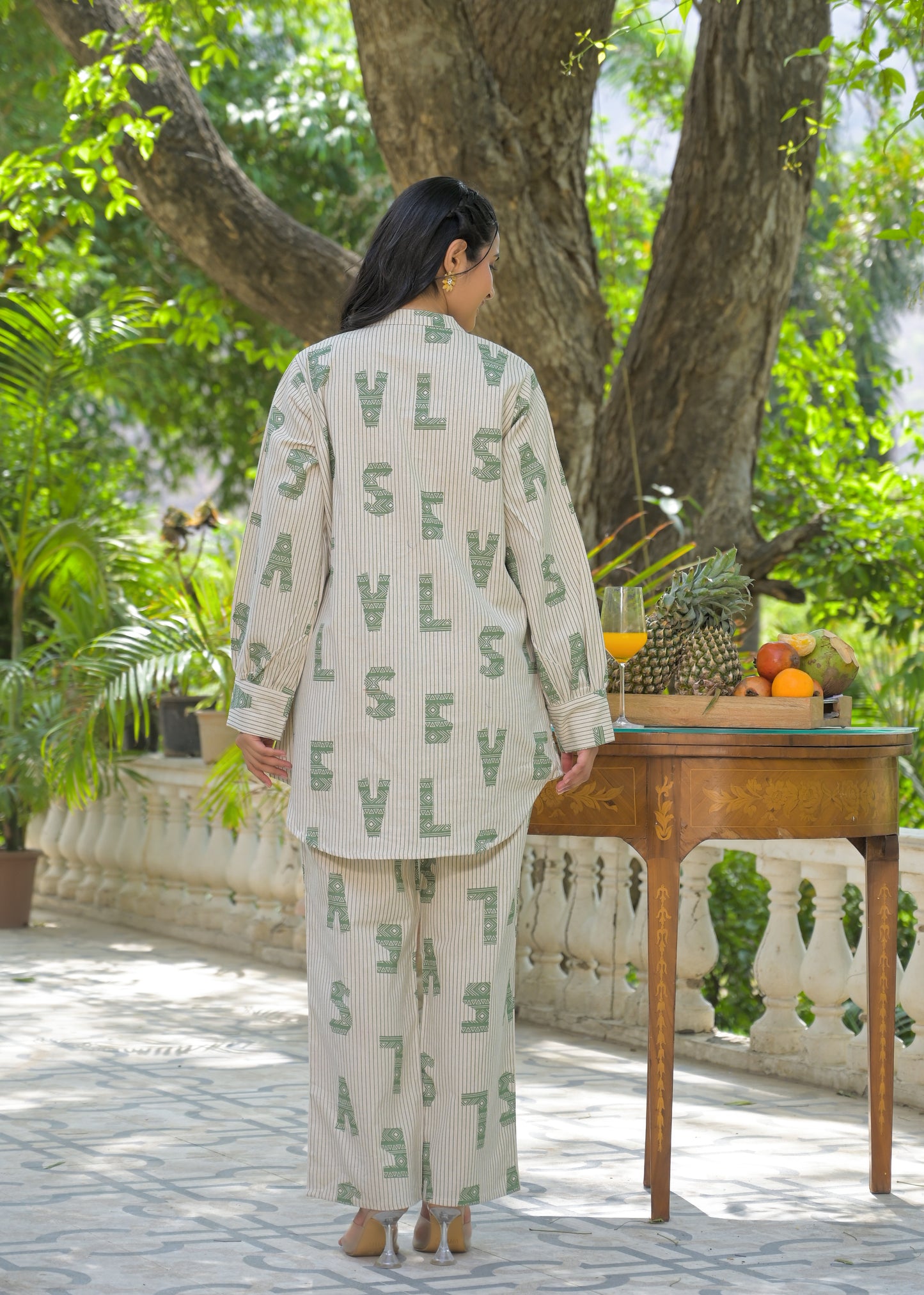 Green Lettered Ease Cotton Co-ord Set