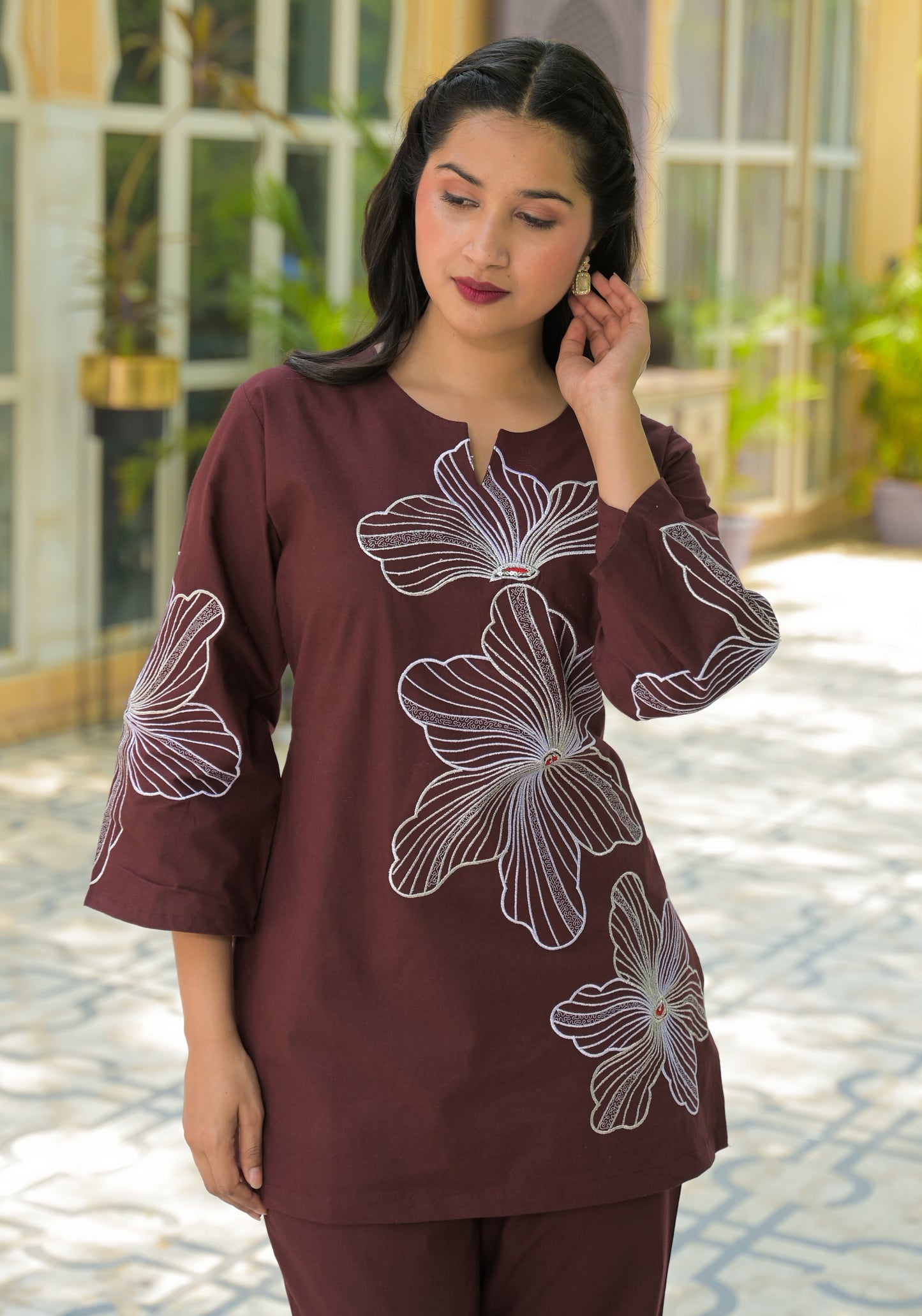 Brown Bloom Coord Set