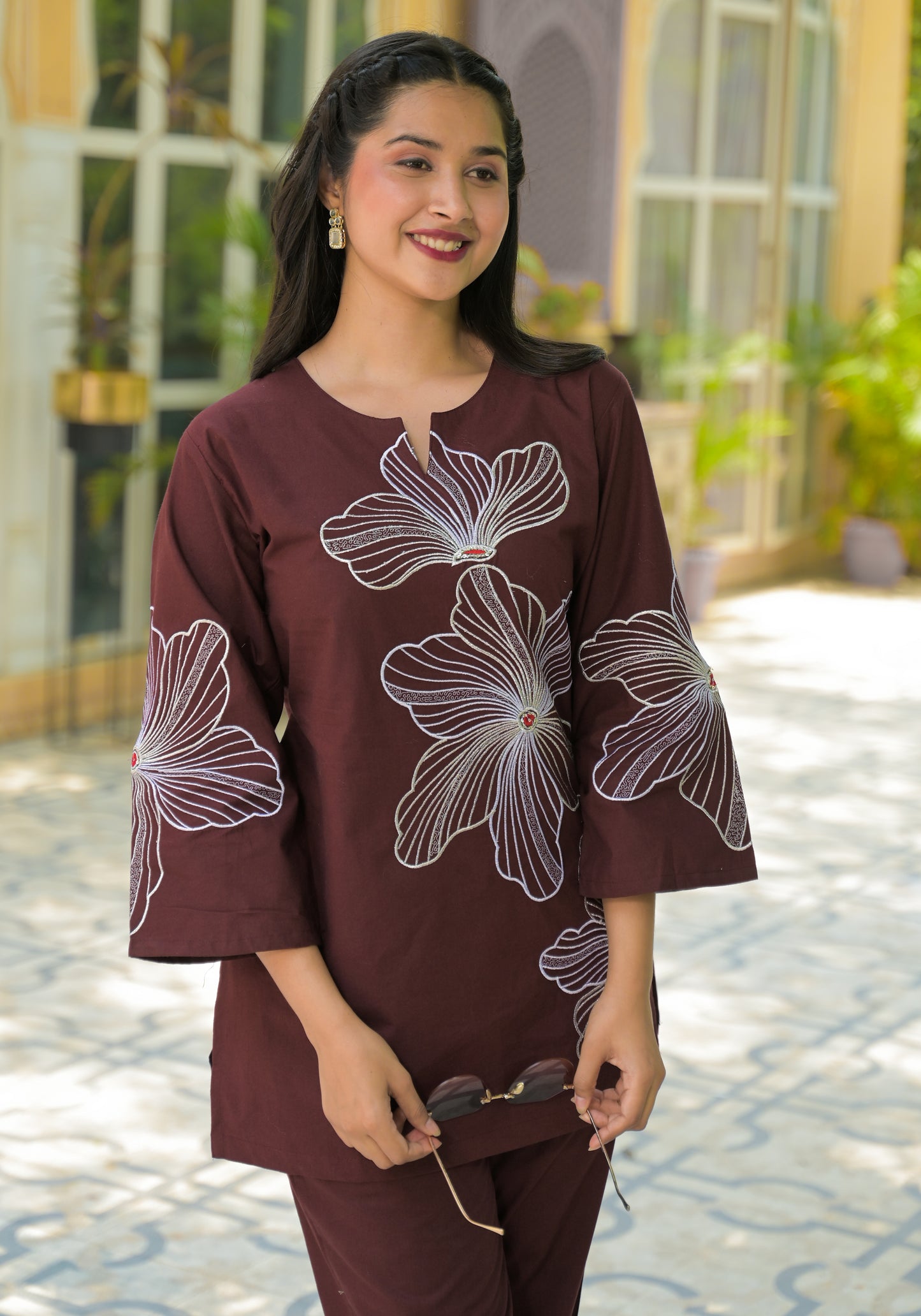 Brown Bloom Coord Set