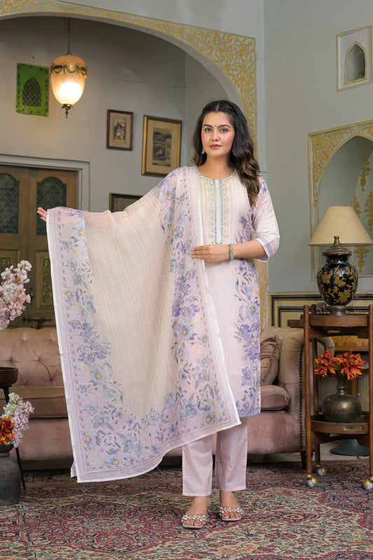 Blush Pink Eira Cotton Linen Suit Set