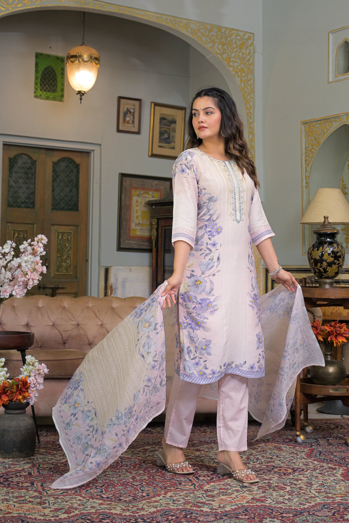 Blush Pink Eira Cotton Linen Suit Set
