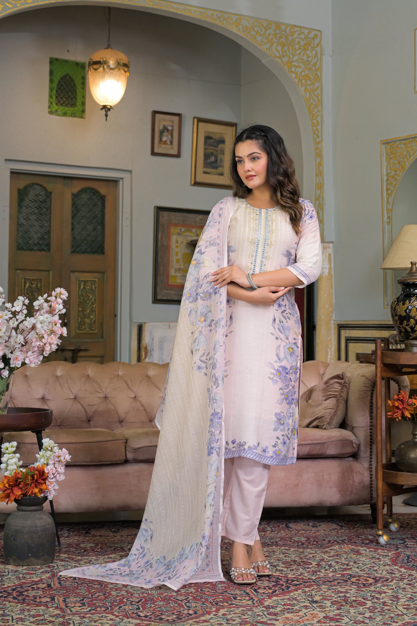Blush Pink Eira Cotton Linen Suit Set