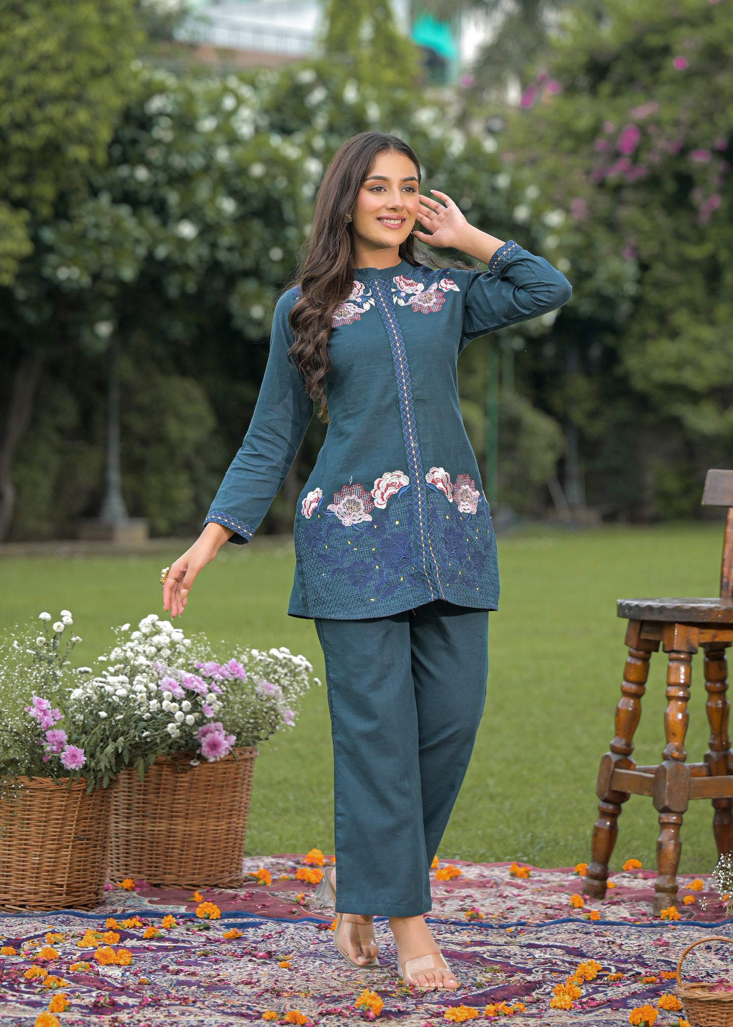 Blue FloraLine Co-ord Set
