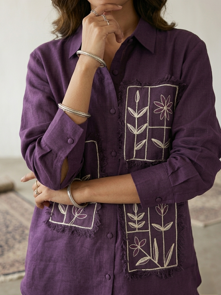 Pocket Cotton Co-ord Set - Purple