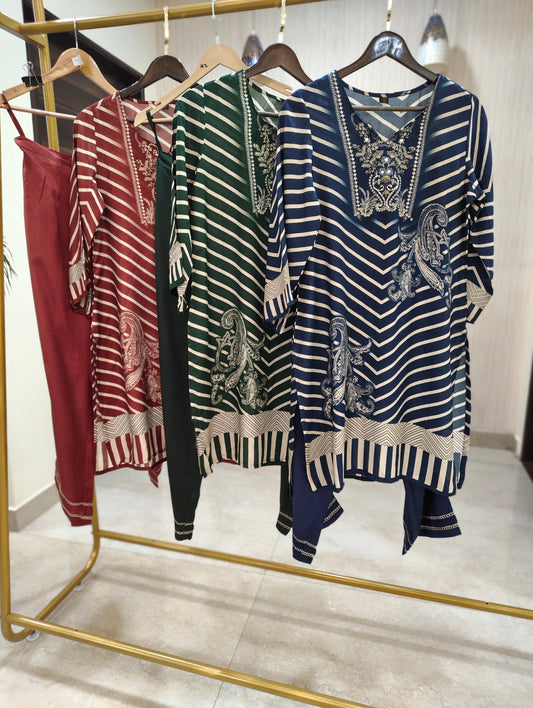 Muslin Striped Co-ord Set - Bottle Green