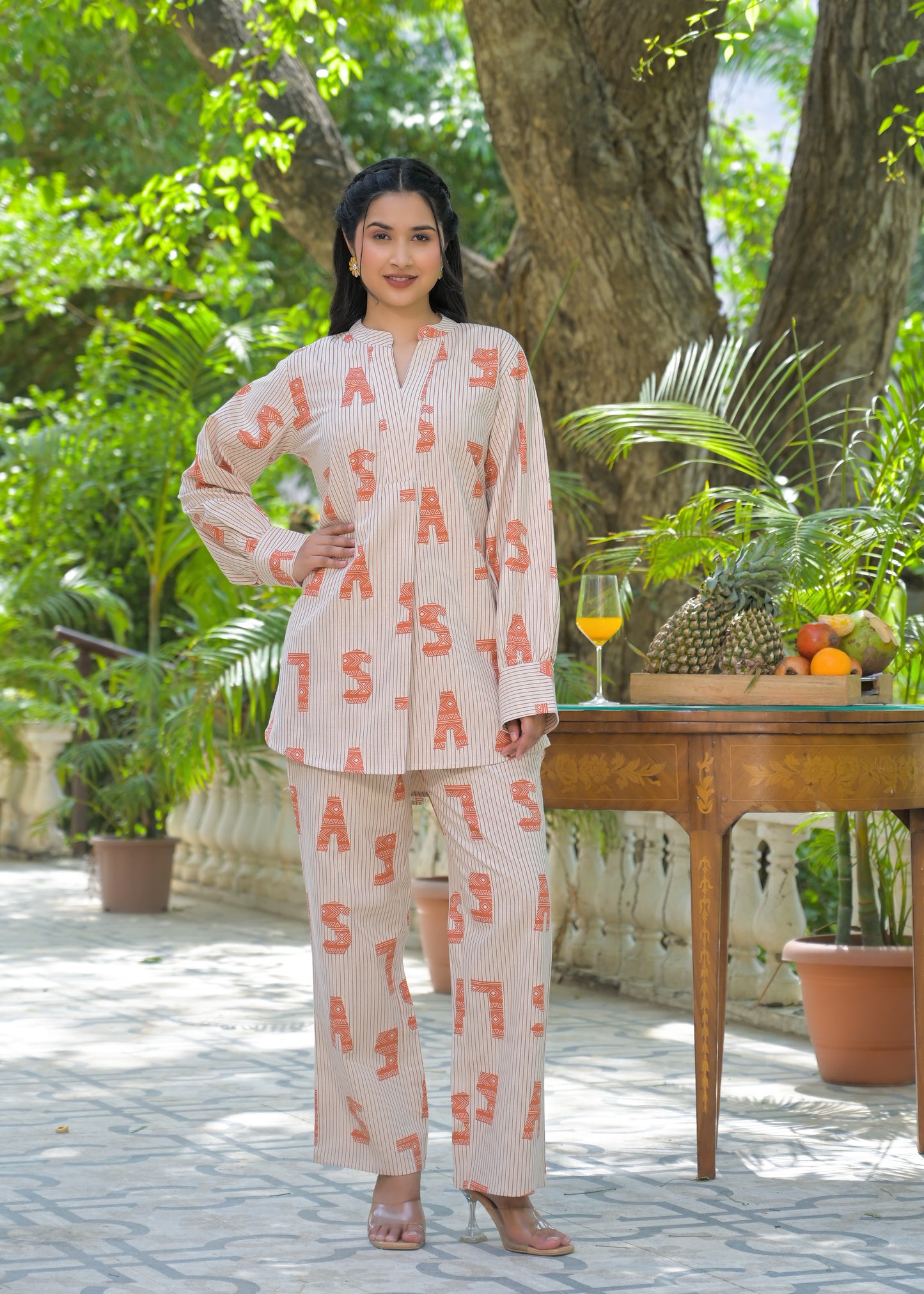 Rust Lettered Ease Cotton Co-ord Set