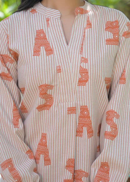 Rust Lettered Ease Cotton Co-ord Set