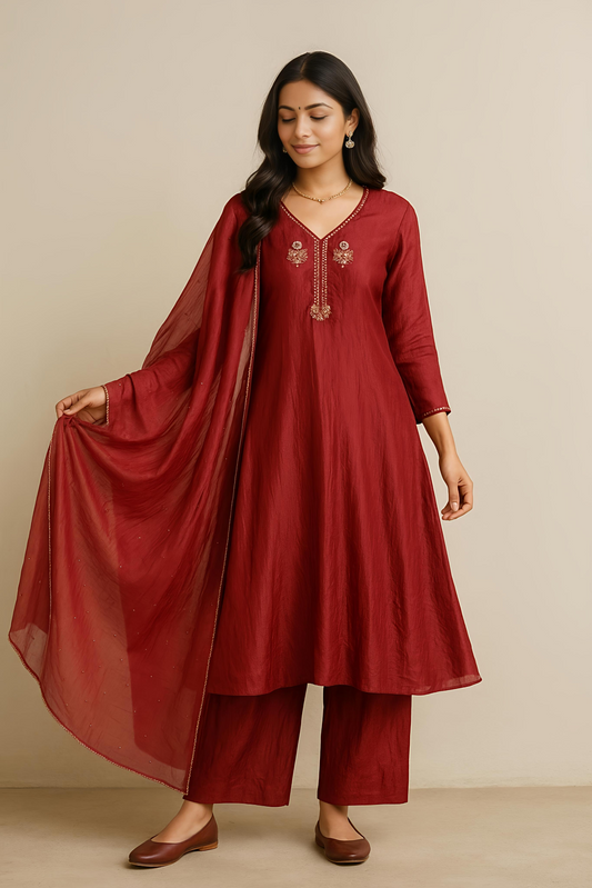 Red Elysian A-Line Set