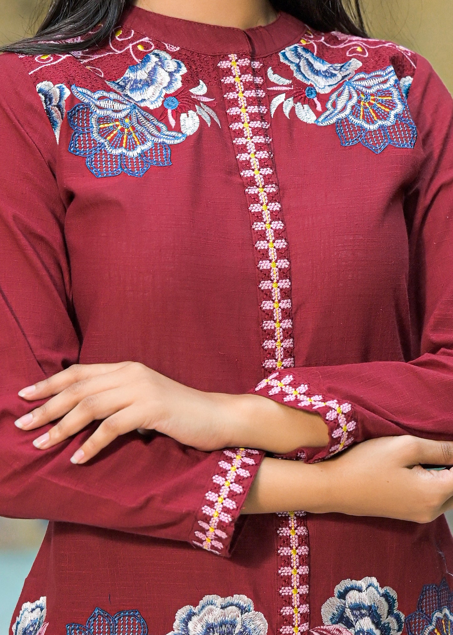 Maroon FloraLine Co-ord Set