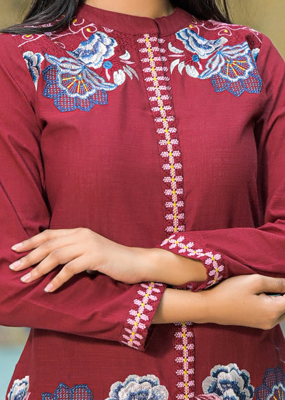 Maroon FloraLine Co-ord Set