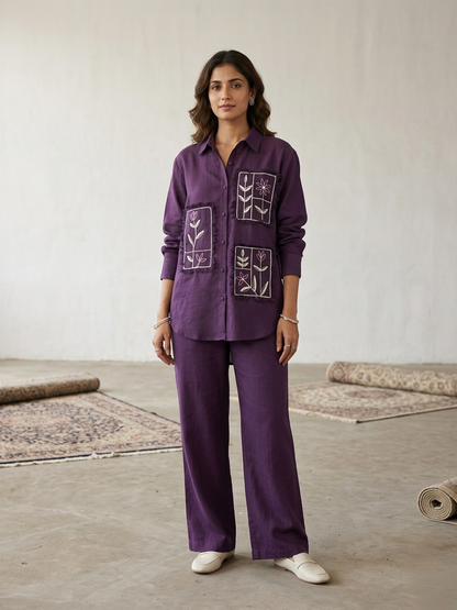 Pocket Cotton Co-ord Set - Purple