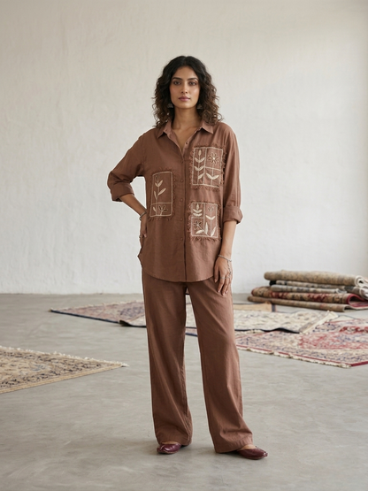 Pocket Cotton Co-ord Set - Brown