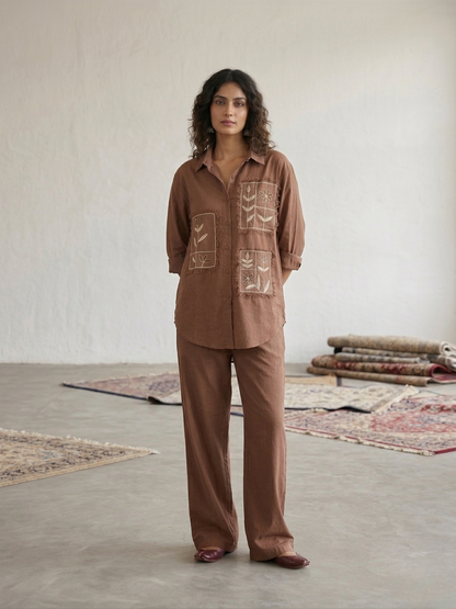 Pocket Cotton Co-ord Set - Brown