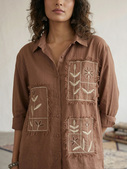 Pocket Cotton Co-ord Set - Brown