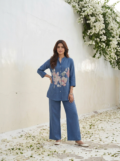 Women's handcrafted embroidered cotton co-ord set for everyday and festive wear