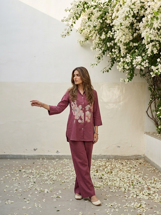 Women's handcrafted embroidered cotton co-ord set for everyday and festive wear