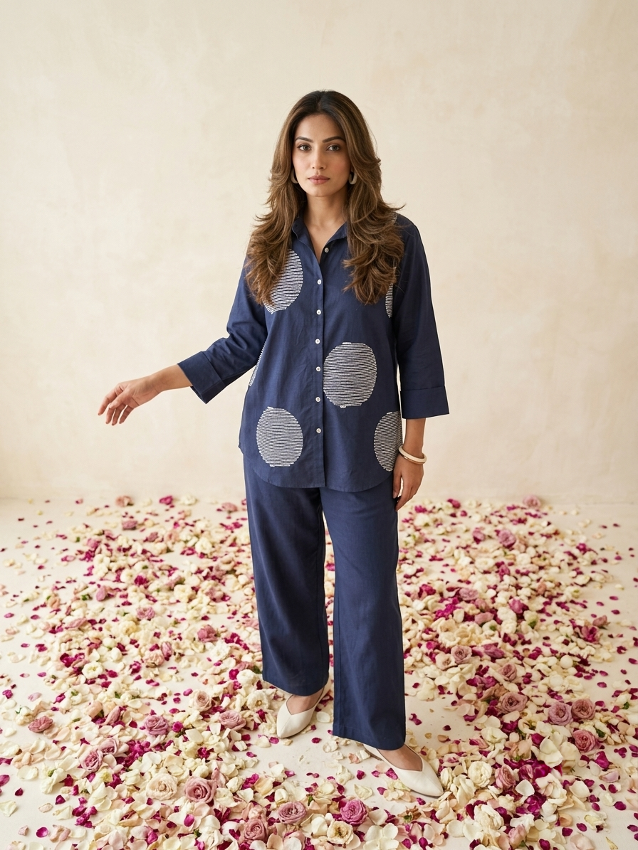 Meadow Cotton Co-ord Se - Navy Blue