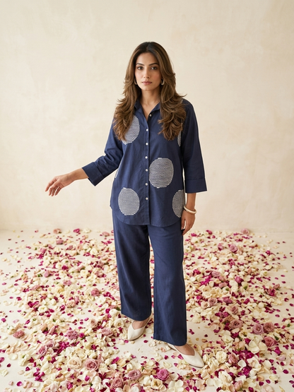 Meadow Cotton Co-ord Se - Navy Blue