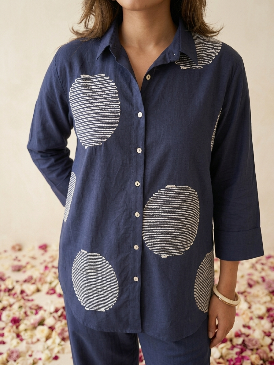 Meadow Cotton Co-ord Se - Navy Blue