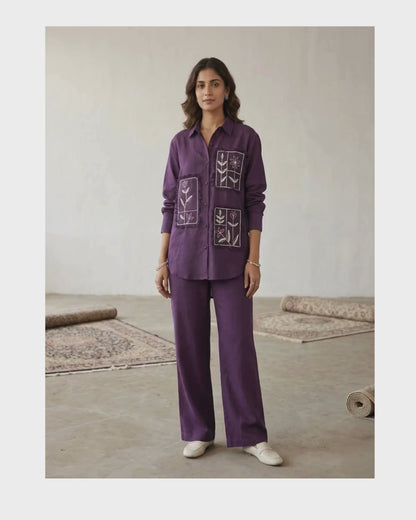 Pocket Cotton Co-ord Set - Purple